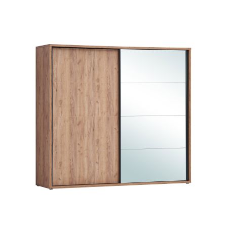 Armoire 200 cm AURORE avec 2 portes coulissantes en décor chêne français