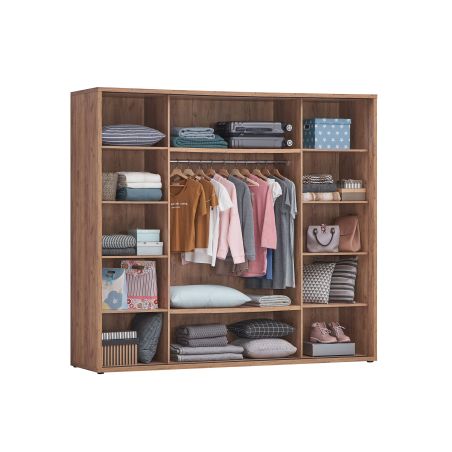 Armoire 200 cm AURORE avec 2 portes coulissantes en décor chêne français