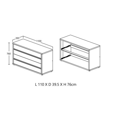 Commode AURORE avec 2 tiroirs en décor chêne français
