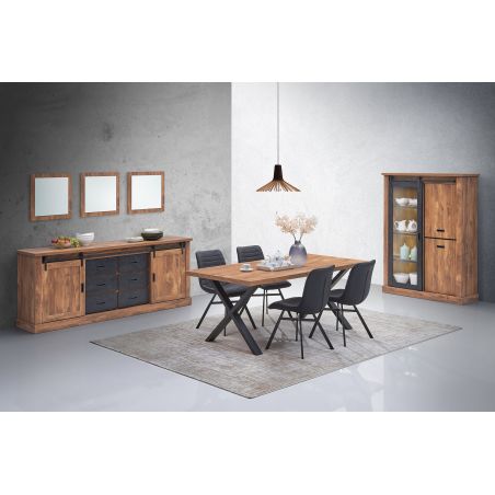 Table de repas NOAH en 190 cm ou 220 cm avec pieds X en métal
