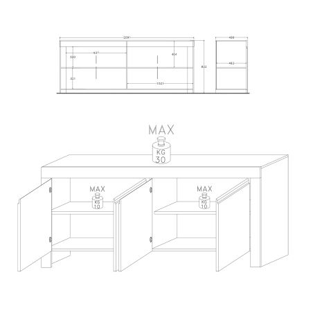 Buffet-Bahut Design 4 portes DIVANO