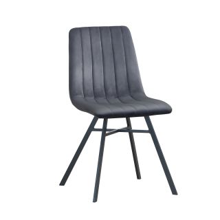 Chaise Desir en tissu velours gris de style vintage
