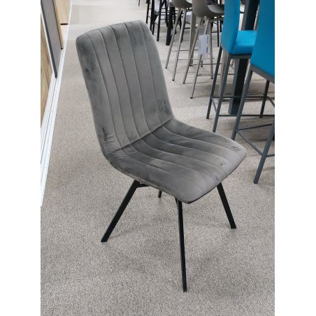 Chaise Desir en tissu velours gris de style vintage