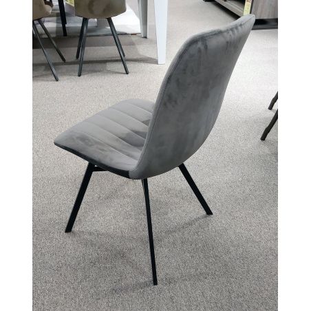 Chaise Desir en tissu velours gris de style vintage