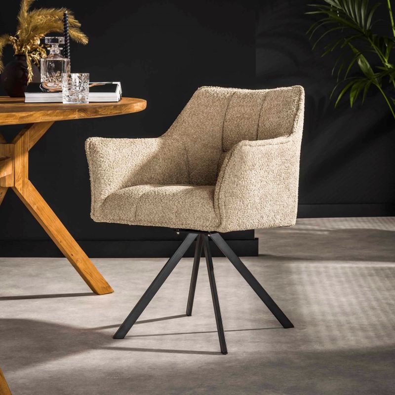 Fauteuil pivotant CORK en tissu boucle - proposé en 4 coloris