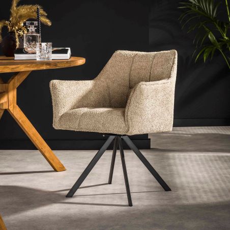 Fauteuil pivotant CORK en tissu boucle - proposé en 4 coloris