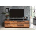 Meuble TV 203 cm ADRIEN en coloris gris clair et chêne artisan
