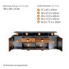 Meuble TV 203 cm ADRIEN en coloris gris clair et chêne artisan