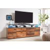 Meuble TV 203 cm ADRIEN en coloris gris clair et chêne artisan