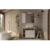 Meuble vasque BURGA 92 cm en blanc brillant et décor chene cadiz