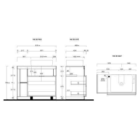 Meuble vasque BURGA 92 cm en blanc brillant et décor chene cadiz