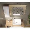 Miroir 92 cm BURGA avec colonne en blanc brillant et décor chene cadiz