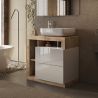 Meuble vasque BURGA 78 cm en blanc brillant et décor chene cadiz