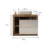 Meuble vasque BURGA 78 cm en blanc brillant et décor chene cadiz
