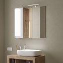 Miroir 78 cm BURGA avec colonne en blanc brillant et décor chene cadiz