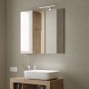Miroir 78 cm BURGA avec colonne en blanc brillant et décor chene cadiz