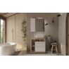 Miroir 78 cm BURGA avec colonne en blanc brillant et décor chene cadiz
