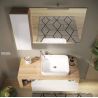 Miroir 78 cm BURGA avec colonne en blanc brillant et décor chene cadiz