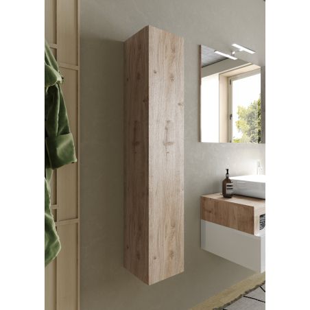 Colonne suspendue hauteur 138 cm pour salle de bain endécor chene cadiz