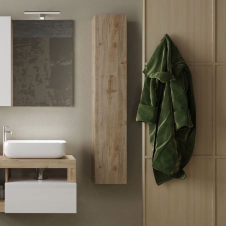 Colonne suspendue hauteur 138 cm pour salle de bain endécor chene cadiz