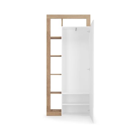 Armoire d'entrée BURGA en décor chêne cadiz avec porte miroir