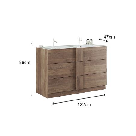 Meuble avec double vasque VENUS CHENE 120 cm en décor chêne mercure