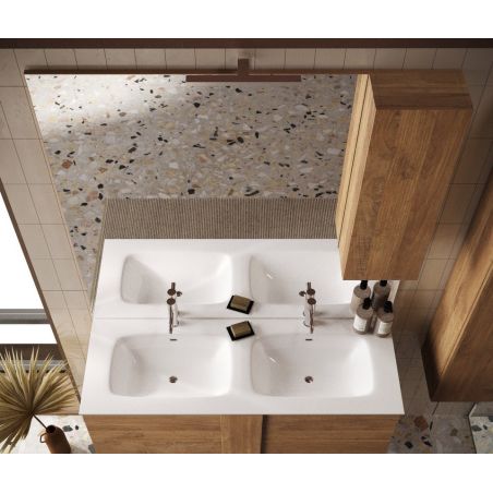 Meublesuspendu avec double vasque DAMIEN 120 cm en blanc brillant