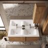 Miroir 120 cm DAMIEN avec colonne en blanc brillant et éclairage LED