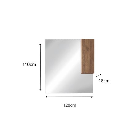 Miroir 120 cm DAMIEN avec colonne en blanc brillant et éclairage LED