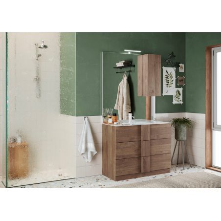 Meuble avec vasque VENUS CHENE 100 cm en décor chêne mercure