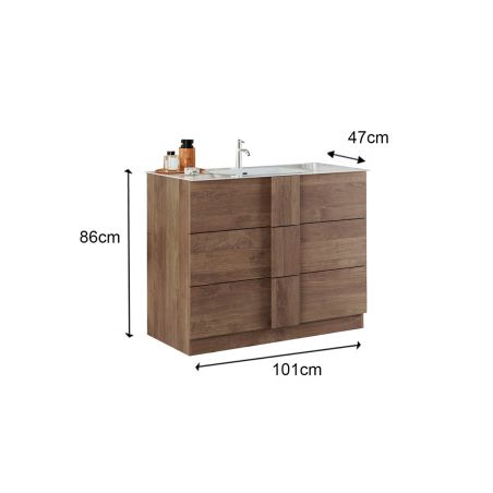 Meuble avec vasque VENUS CHENE 100 cm en décor chêne mercure