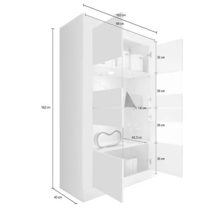 Vaisselier-vitrine 4 portes BERGAME