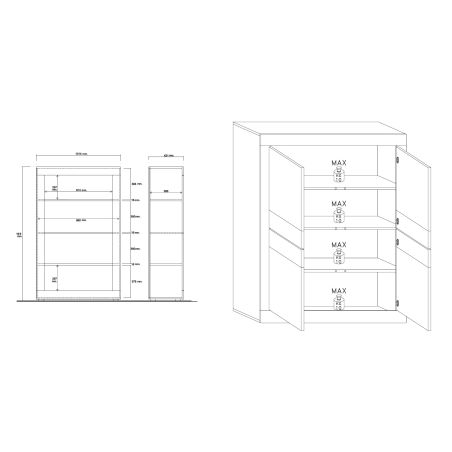 Vaisselier-vitrine 4 portes BERGAME