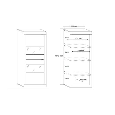 Vaisselier-vitrine 2 portes BERGAME