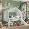 Lit cabane 90x200 cm NEMO en pin massif coloris blanc avec tiroir lit