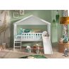 Lit cabane 90x200 cm NEMO en pin massif coloris blanc avec tiroir lit