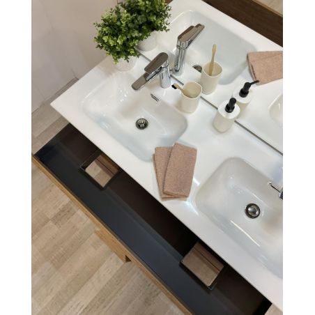 Meuble avec double vasque VENUS CHENE 120 cm en décor chêne mercure