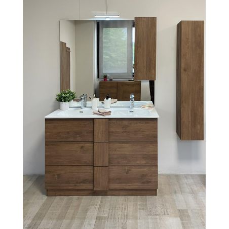 Meuble avec double vasque VENUS CHENE 120 cm en décor chêne mercure