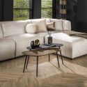 Set de 2 tables basses CATALINA en teck et metal finition black and gold