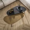 Set de 2 tables basses CATALINA en teck et metal finition black and gold