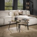 Set de 2 tables basses ABYDOS en métal finition bronze doré et noir