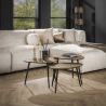 Set de 2 tables basses ABYDOS en métal finition bronze doré et noir