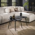 Set de 3 tables basses ABYDOS en métal finition bronze doré et noir