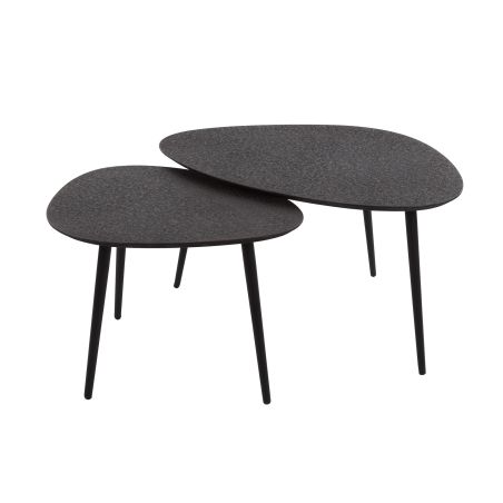 Set de 3 tables basses ABYDOS en métal finition bronze doré et noir