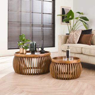 Set de 2 tables basses Cyprian en bois de manguier