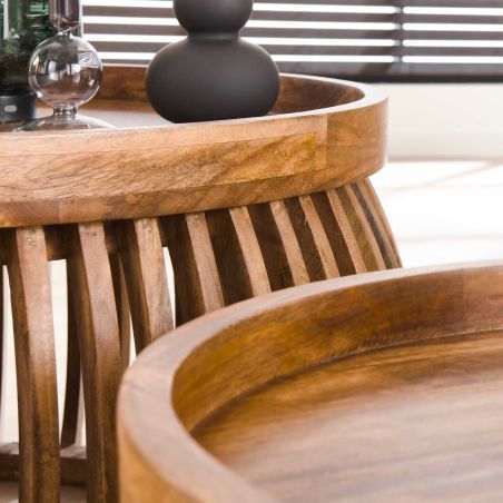 Set de 2 tables basses Cyprian en bois de manguier