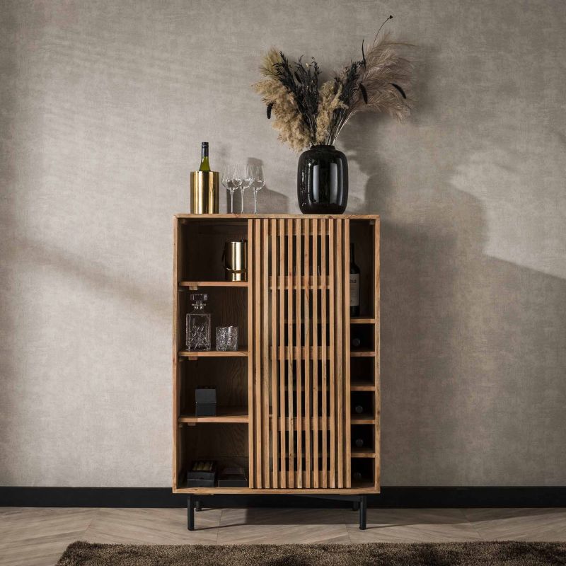 Armoire à vin THANOS en acacia massif avec 1 porte coulissante