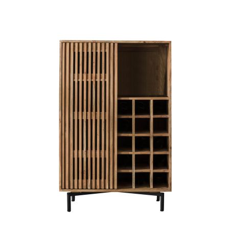 Armoire à vin THANOS en acacia massif avec 1 porte coulissante