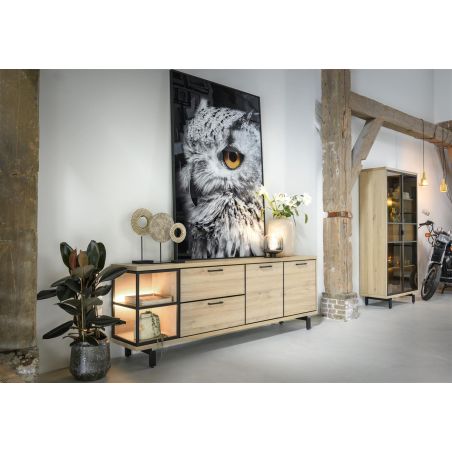Ridgefield, lowboard 170 cm - 2-tiroirs + 1-niche (+ LED)