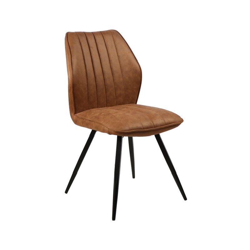 Chaise MAGNUS en tissu coloris whisky de style vintage